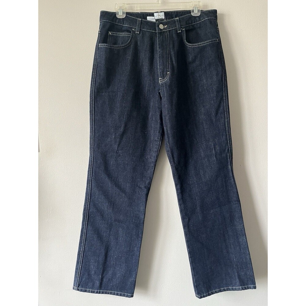Calvin Klein Vintage 90s High Rise Rigid Straight Jeans 100% Cotton 14 33 x 29